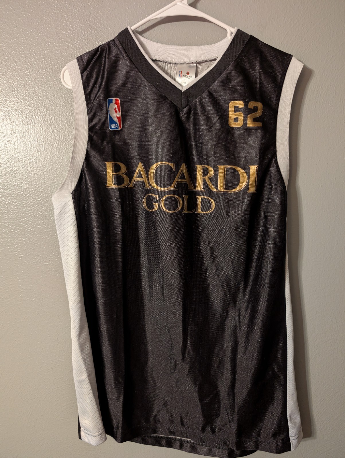 NBA Bacardi Gold Rum #62 Promotional Basketball Jersey Mens Large Black Gold gallery