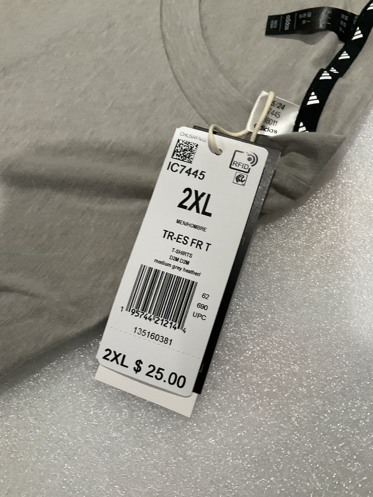 Adidas Men’s Training Essential Grey Tee Size 2XL gallery