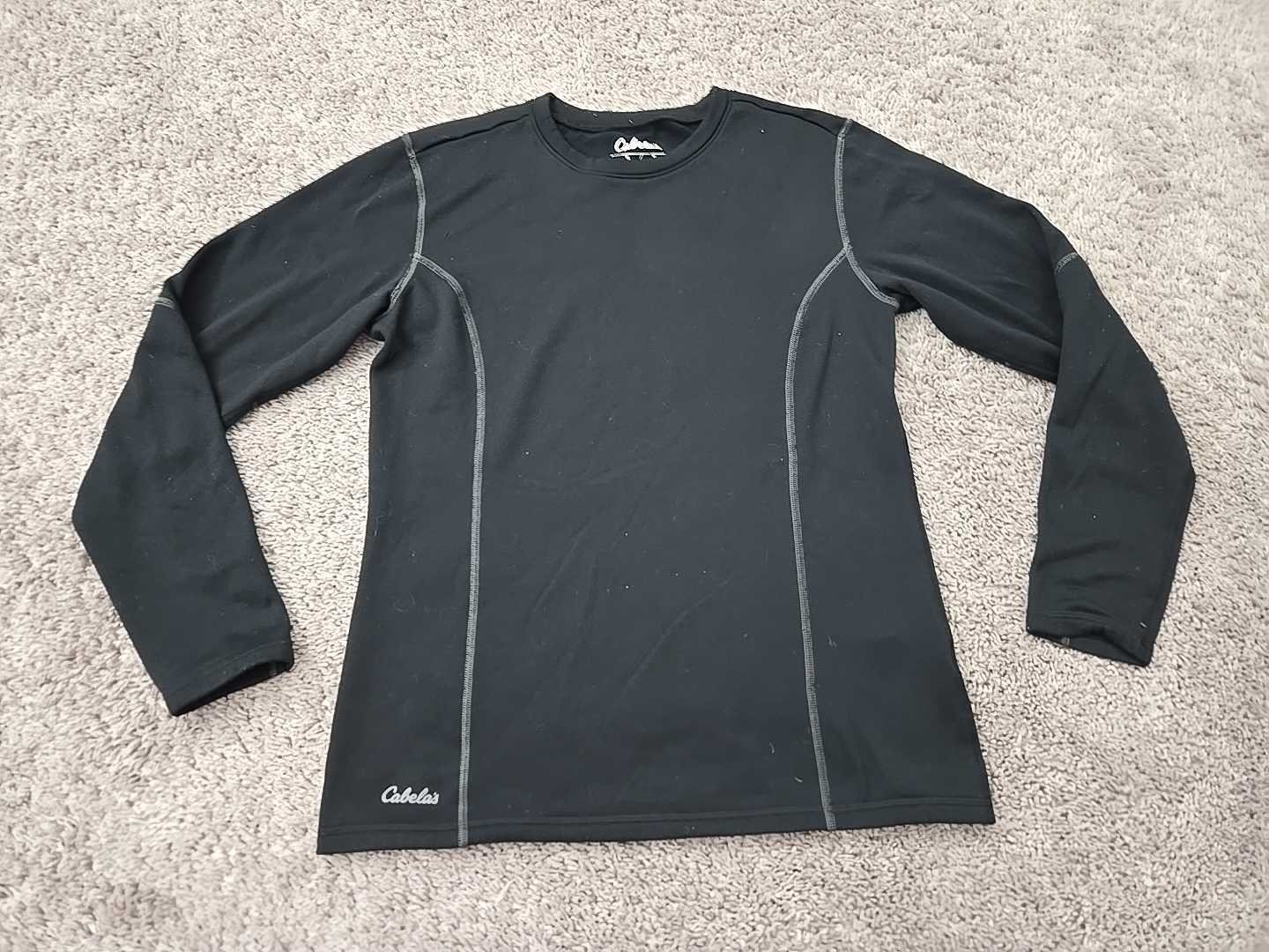 Cabela's Base Layer Shirt Mens S Black Long Sleeve Contrast Stitch Outdoor gallery