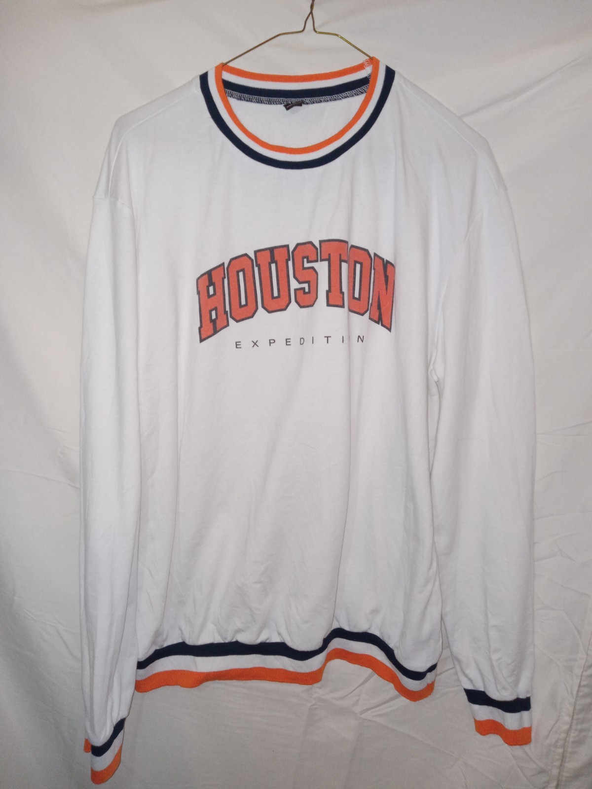 Houston Expedition Long Sleeve From Shein Mens Sz. M Orange Black Trim gallery