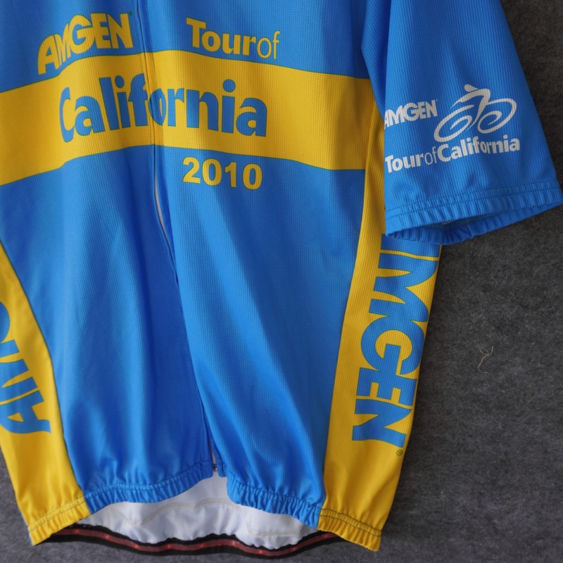 Hincapie Men 2XL Club Cycling Jersey Amgen Tour Of California 2010 Blue Polyeste gallery