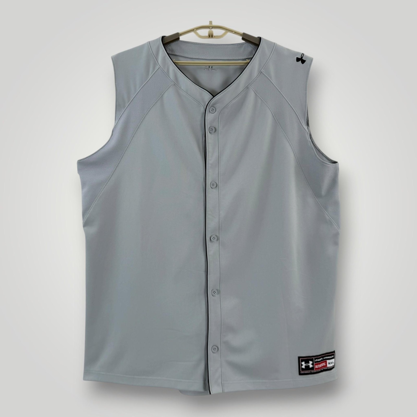 Under Armour Baseball Jersey Mens 3XL Gray Sleeveless Button Front HeatGear gallery