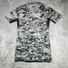 NIKE Pro Combat Shirt Men’s Large Gray Black Digital Camo Dri-Fit Compression