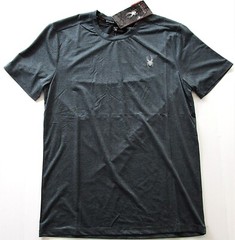 Spyder Mens’ Active Performance Stretch Short Sleeve Shirt Charcoal Black – NWT