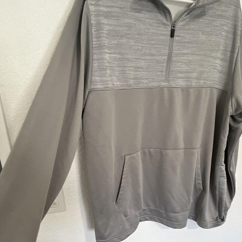 Reebok Men’s XL Gray Heathered 1/4 Zip Mock Neck Pullover Pockets Logo gallery