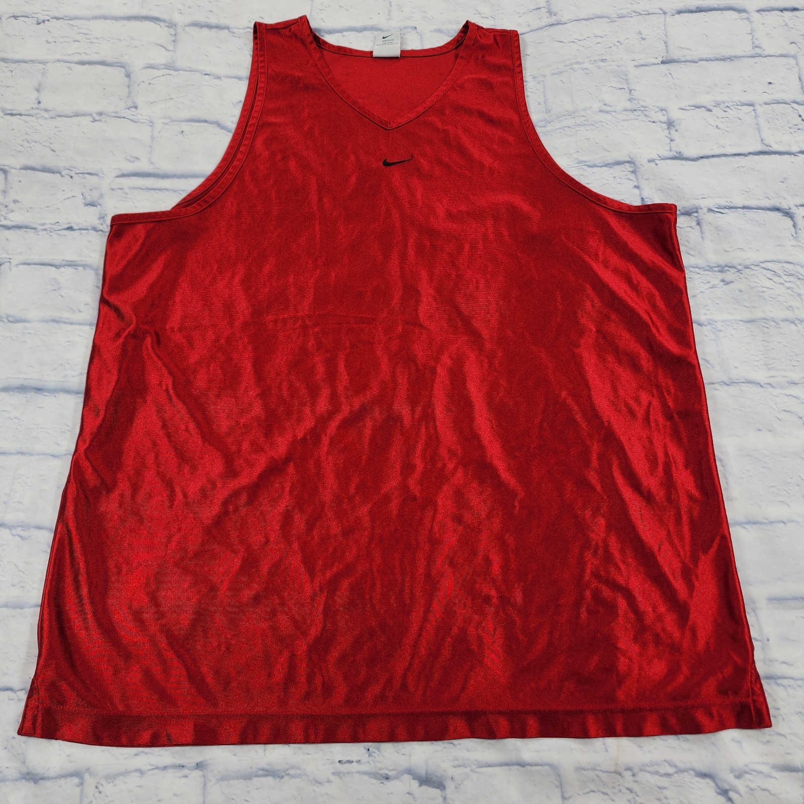 Nike Basketball Jersey Tank Top MENS XXL Satin Silky Shiny Red VINTAGE 90s USA gallery