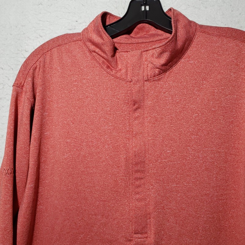 Matte Grey Shirt Men Large Salmon Pink Golf 1/4 Zip Long Sleeve Pullover gallery