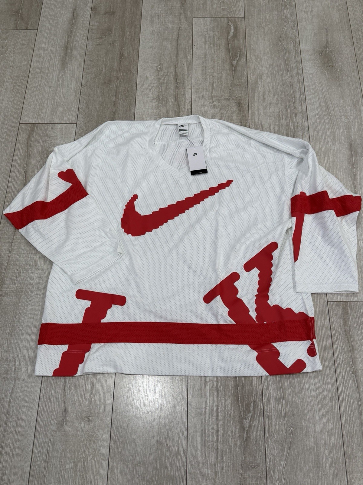 Men XL Loose New Nike Sportswear Club Oversized White Hockey Jersey HV1137-100 gallery