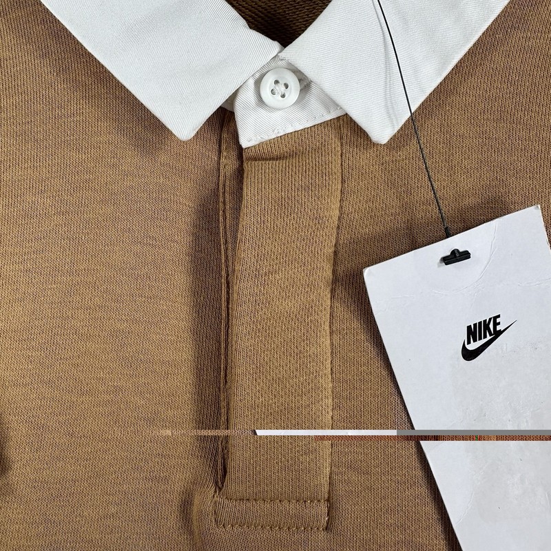 Nike Club Fleece Long Sleeve Flax White Polo Shirt Men’s Sz M (FN3112 224) gallery