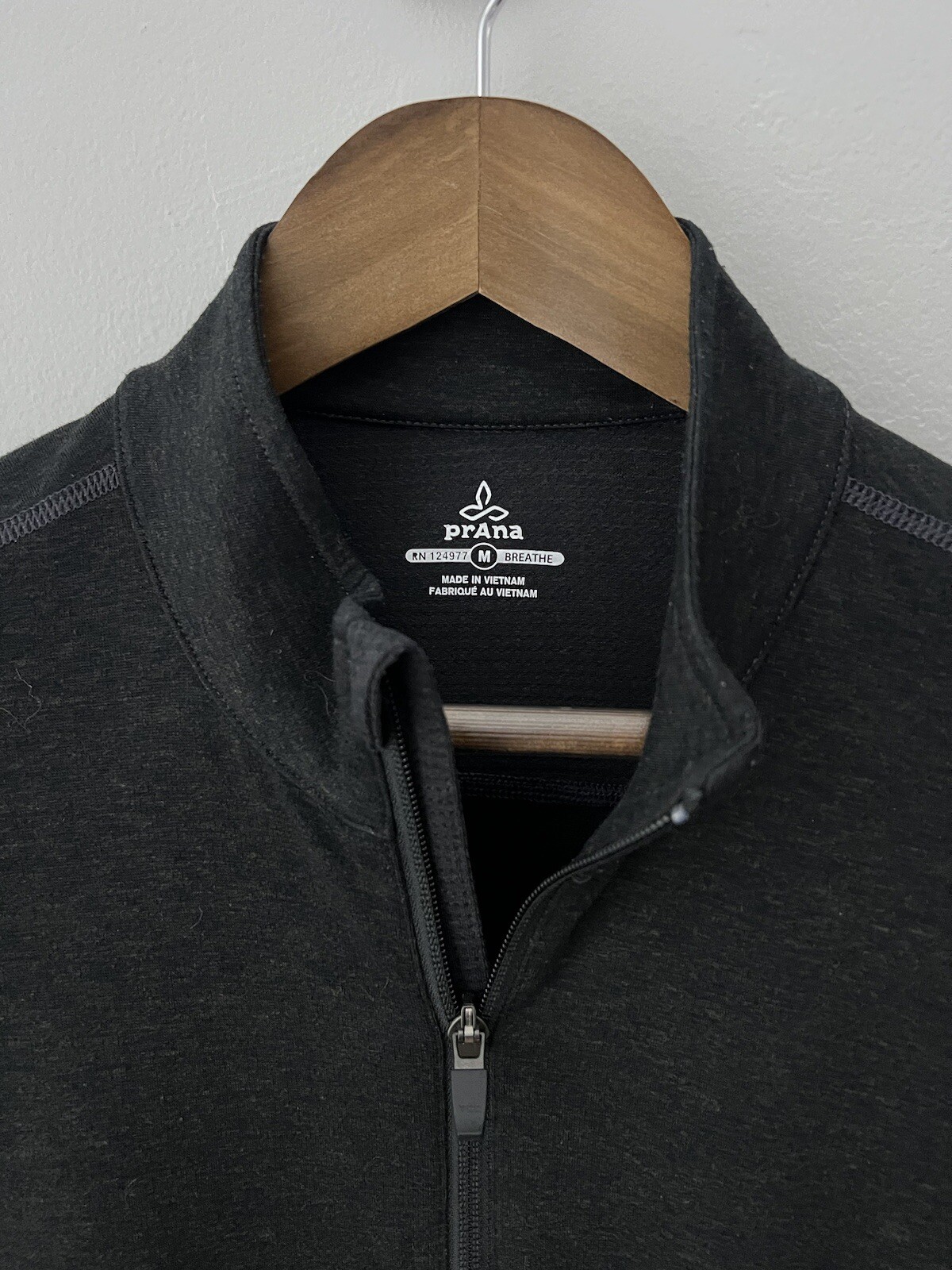 Prana breathe Black Pullover 1/4 zip front pockets shirt Size Medium gallery