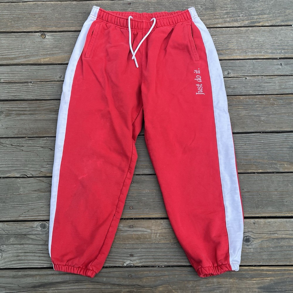 Nike Just Do It Heavyweight Sweatpants Men's Large Red White Sports BV5535-657