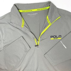 Polo Sport Ralph Lauren Mens Large Gray Neon 1/4 Zip ThermoVent Pullover Shirt