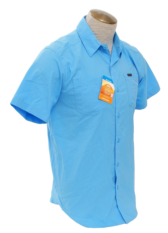 Columbia Men's S Blue Red Eagle Lake Button Front Shirt UPF 40 Wicking gallery