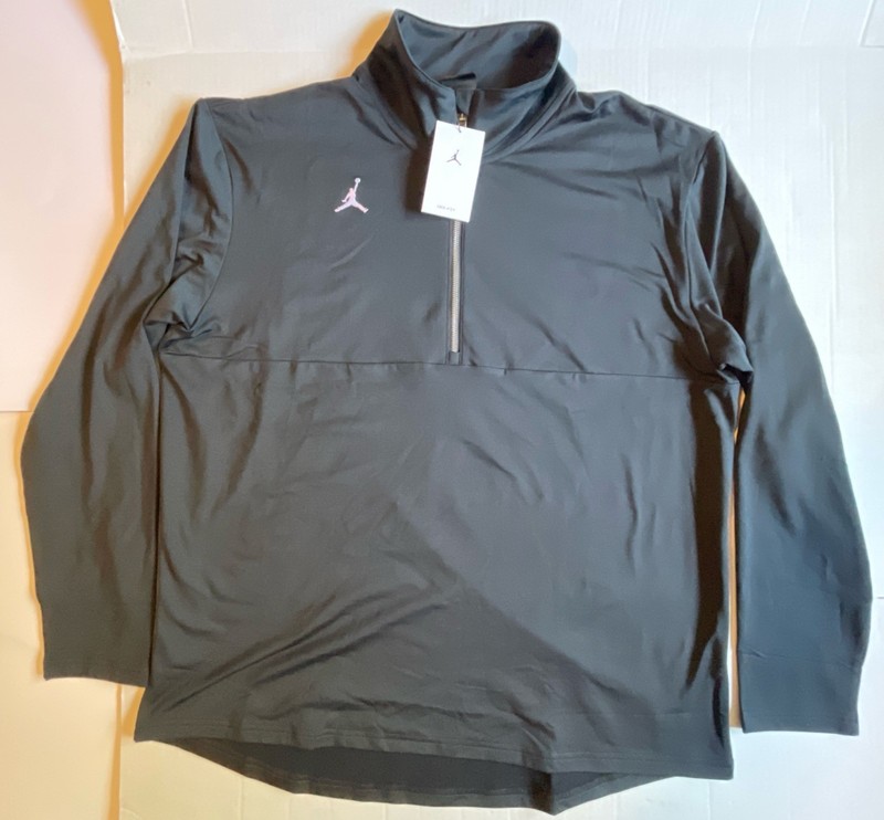 NWT Nike Air Jordan Half-Zip Long Sleeve Men's Size 2XL Black Top Shirt M53045 gallery