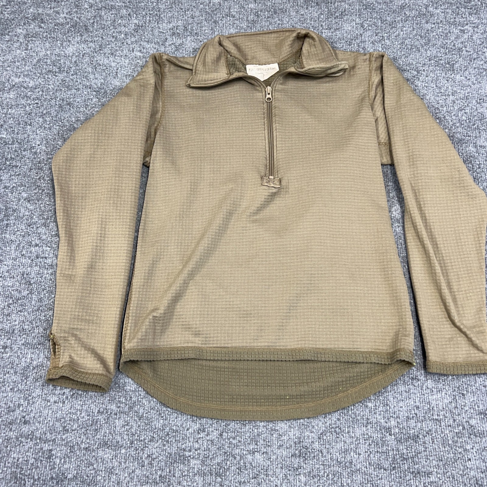 Military Mens Base Layer Small Brown Thermal Fleece Thumb Hole 1/2 Zip Pullover gallery