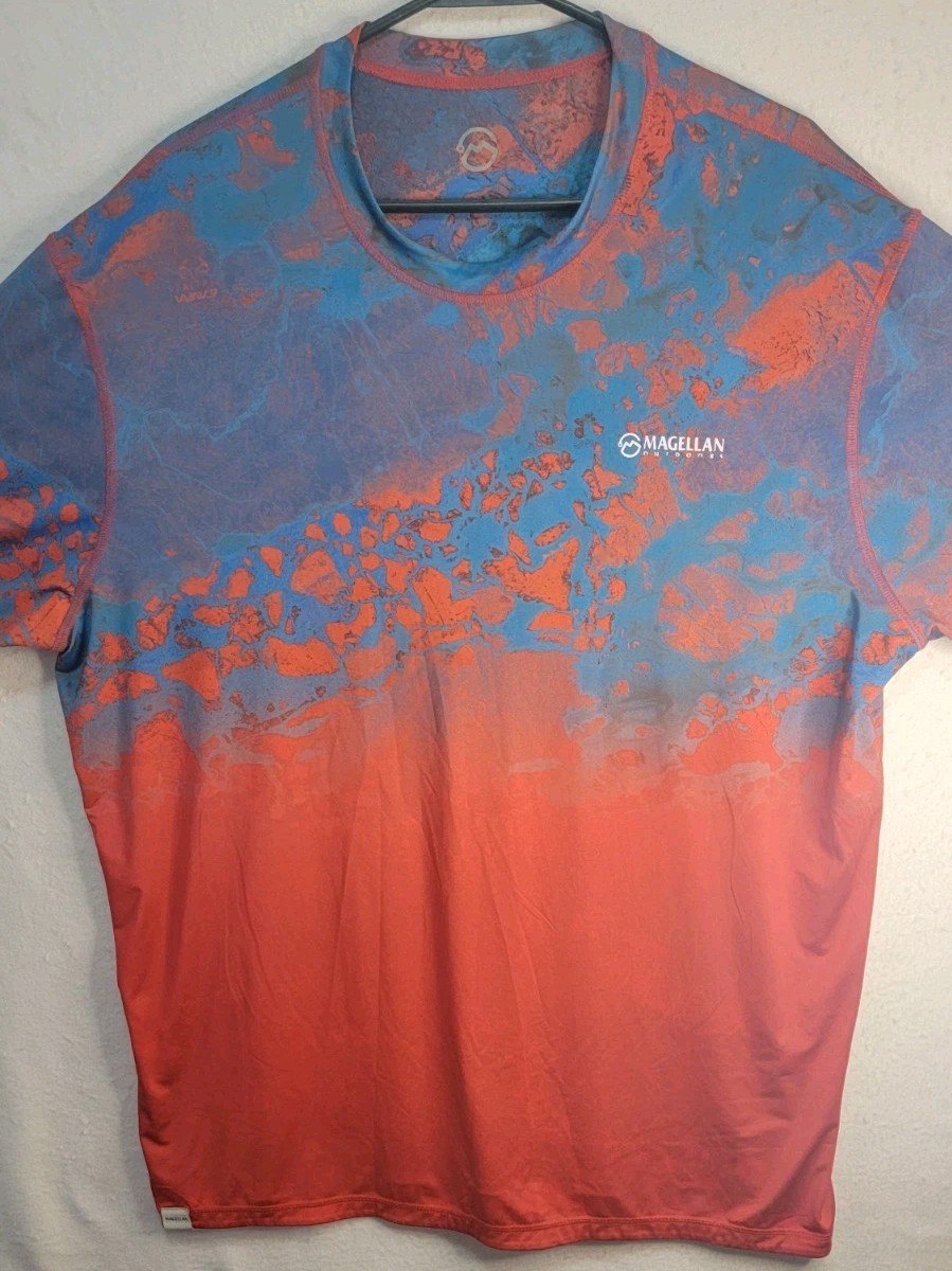 Magellan Outdoors Long Sleeve Moisture Wicking Shirt Red/Blue XL gallery