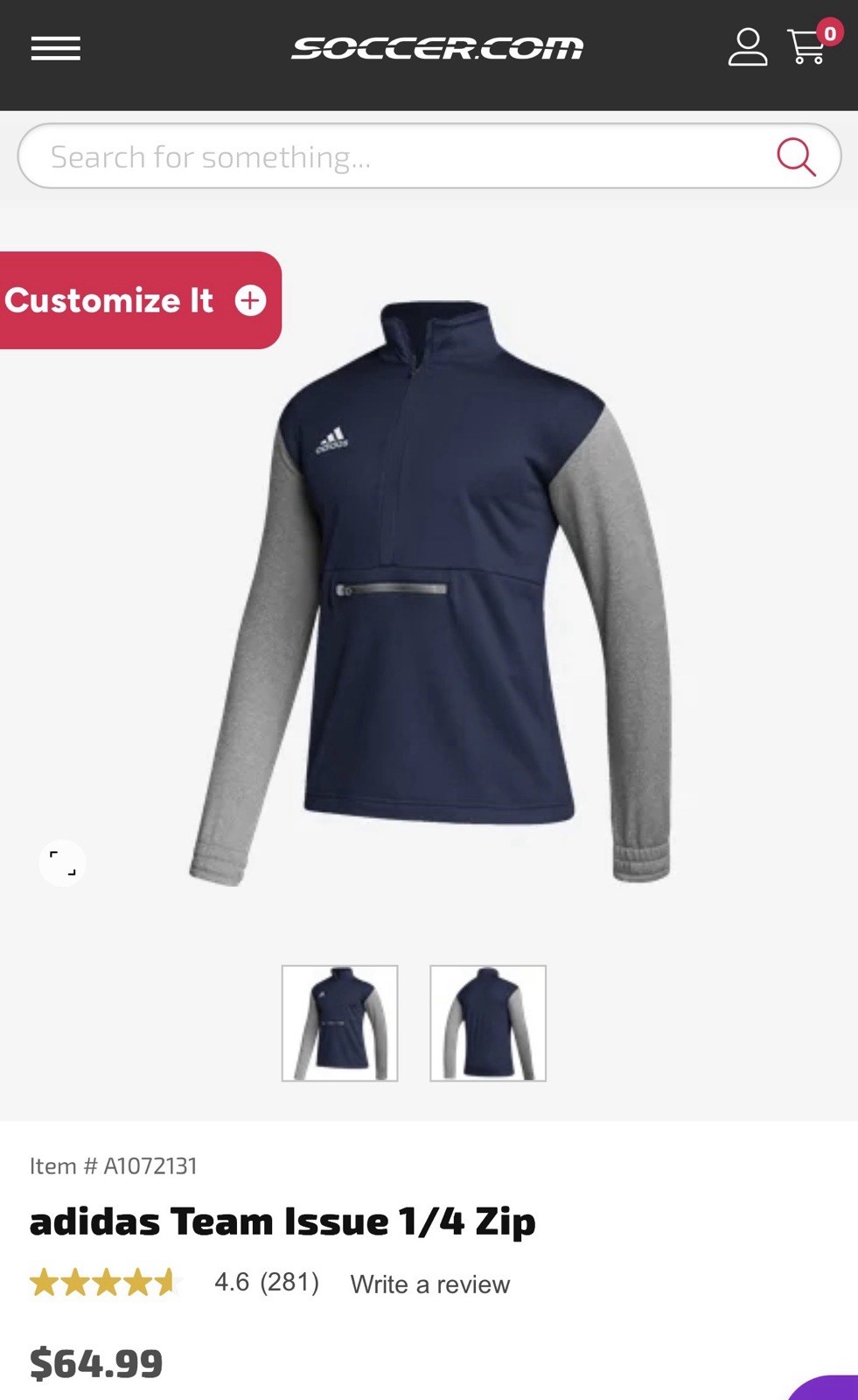adidas Team Issue 1/4 Zip. Men’s Large. Navy Blue And Gray. New With Tags. gallery