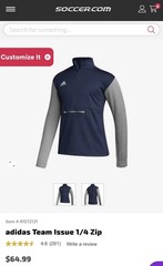 adidas Team Issue 1/4 Zip. Men’s Large. Navy Blue And Gray. New With Tags.