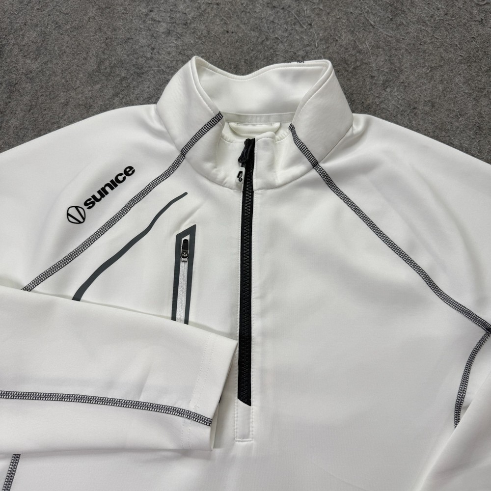 Sunice 1/4 Zip Pullover Men S White Long Sleeve Stretch Golf S77000 Allendale