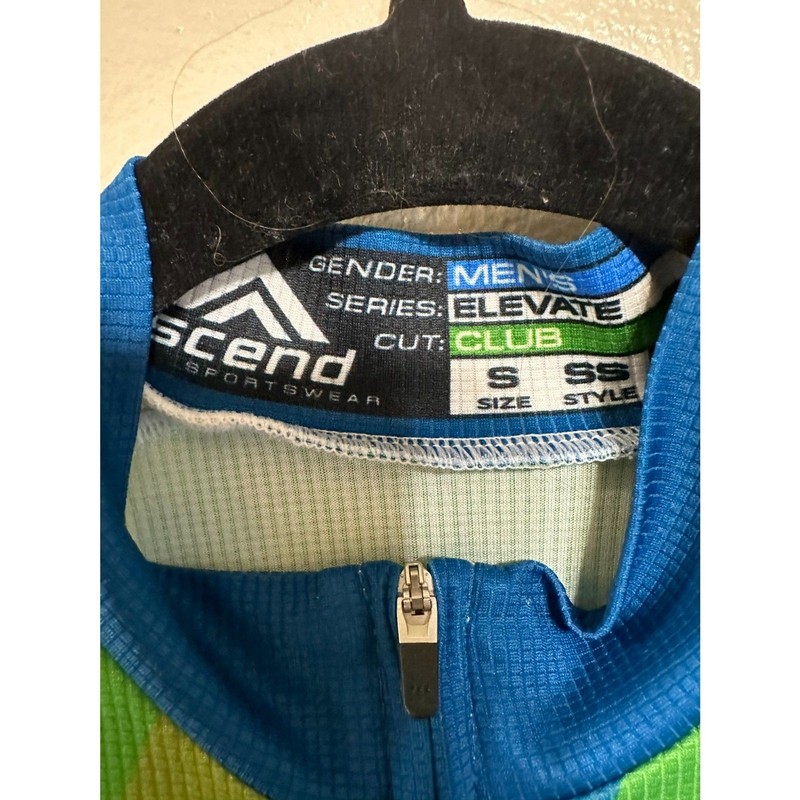 Ascend Elevate Men's Front Zip Cycling Shirt Size S Back Zip Pocket No Rise Hem gallery