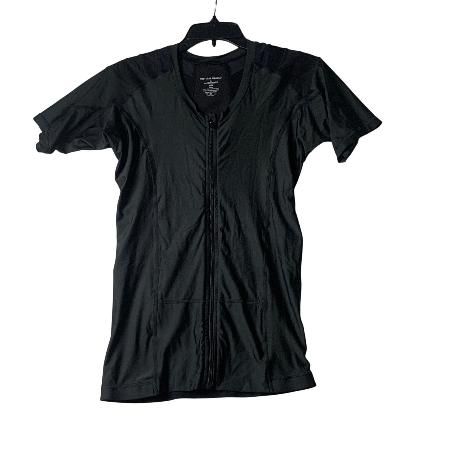 AlignMed Postural Fitness Mens Posture Shirt Black Full Zip Compression MD 1784 gallery