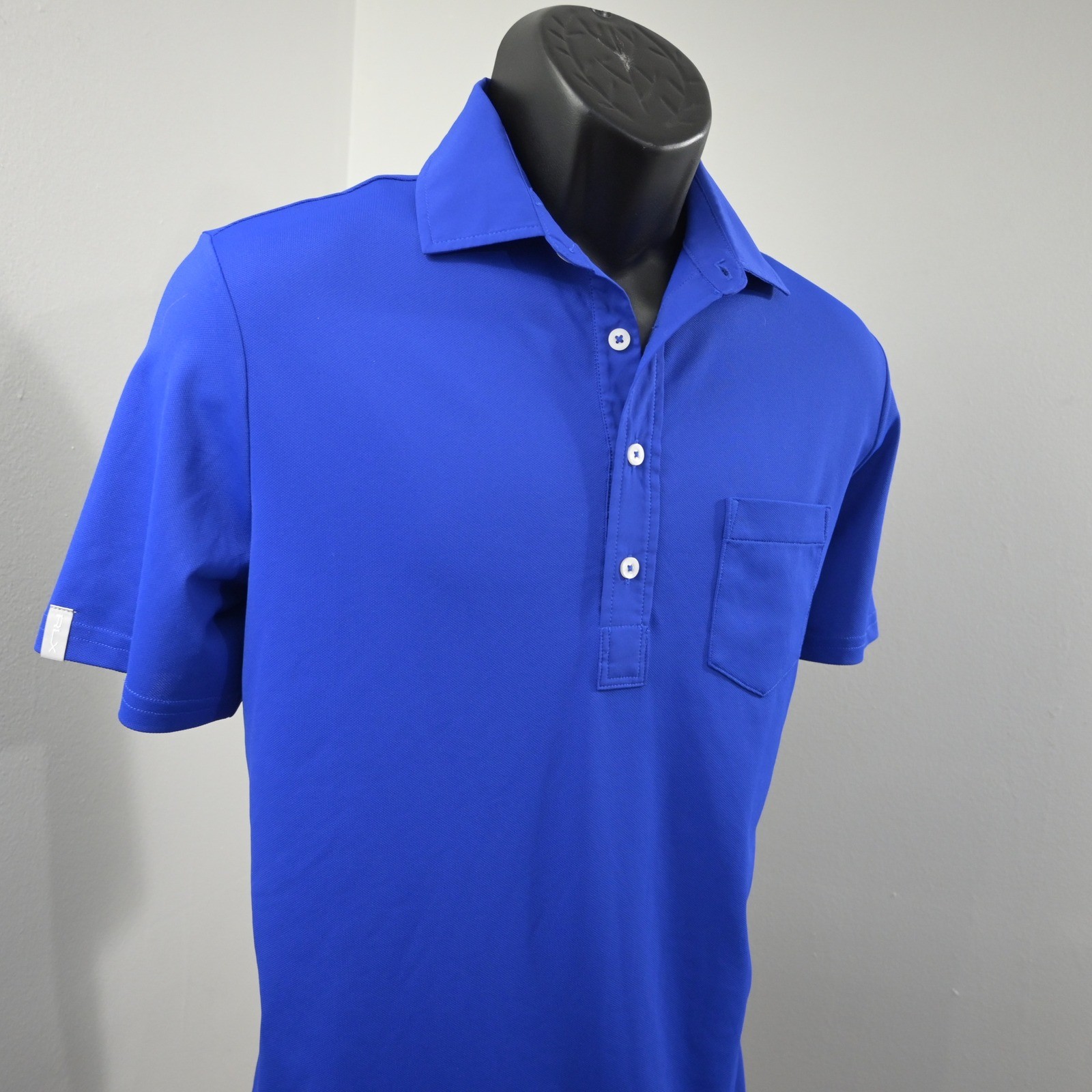 RLX Ralph Lauren Polo Shirt Mens Medium Blue Short Sleeve Pocket Performance gallery
