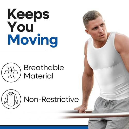 Compression Shirt for Men | Gynecomastia Compression Tank 3X-Large Tall White gallery