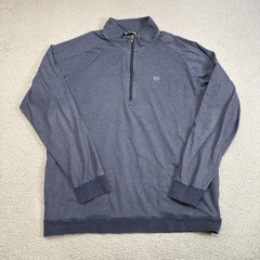 TravisMathew Pullover Mens XL Blue Quarter Zip Golf Sweatshirt Rainier G&CC