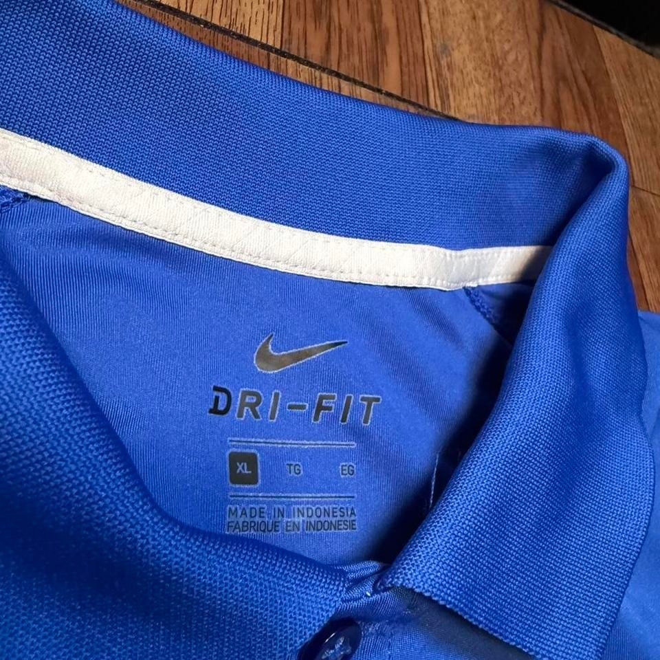 Nike Blue Dri-Fit Retro Tech Sportswear Golf Polo Button Shirt XL gallery
