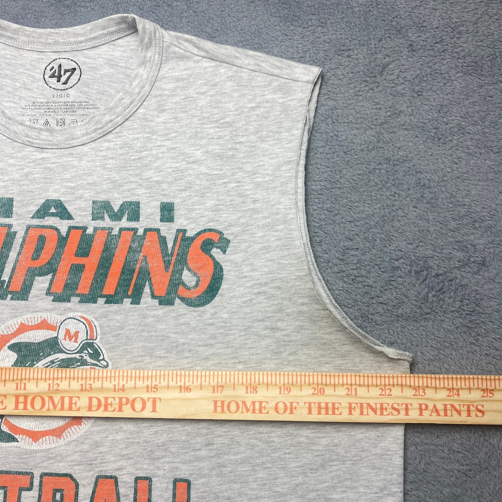 Miami Dolphins Tshirt Cutoff Mens Large Football Muscle Gray Sleeveless 47 Brand gallery