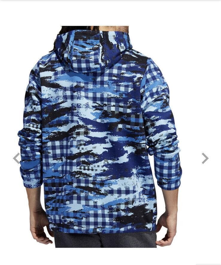 NWT MENS ADIDAS HF2205 M PG PLAID REGULAR FIT HOODIE BLUE SWEATSHIRTS $55 gallery