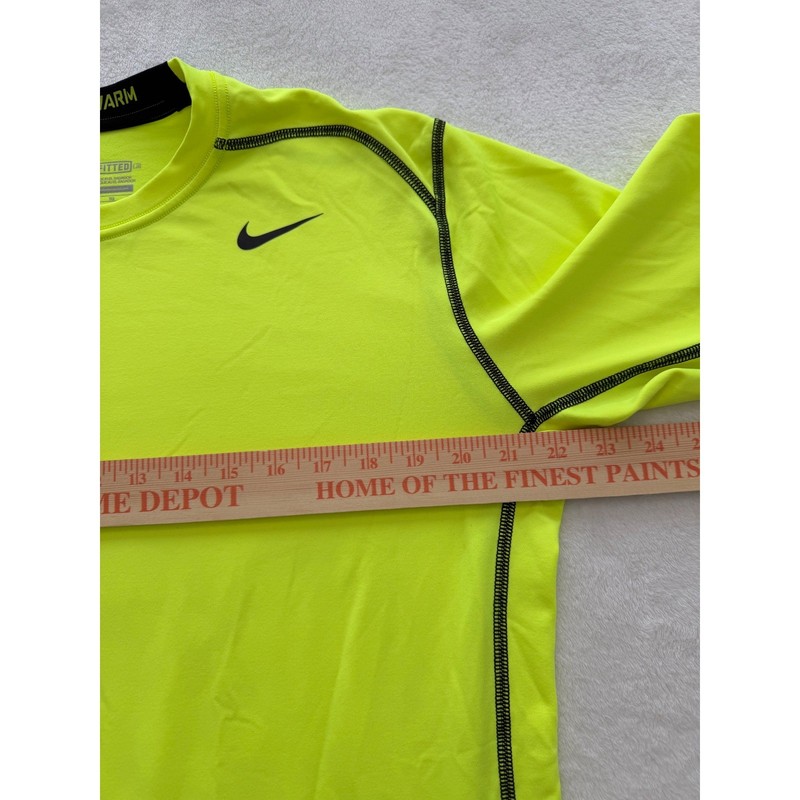 Nike Pro Combat Hyperwarm Mens XL Volt Neon Yellow Long Sleeve DriFIT Top 547809 gallery