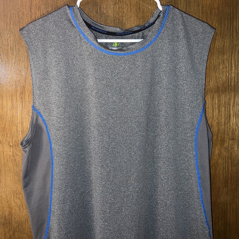 Nordic Track Shirt Mens XL Gray Sleeveless Breathable Solid Pullover Activewear gallery