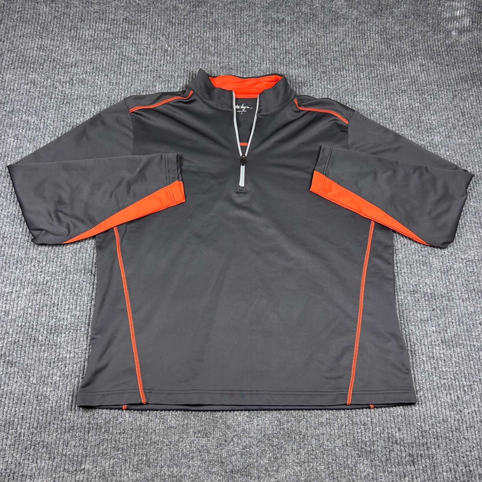 Walter Hagen Pullover Mens L Gray Orange 1/4 Zip Long Sleeve Golf Shirt gallery