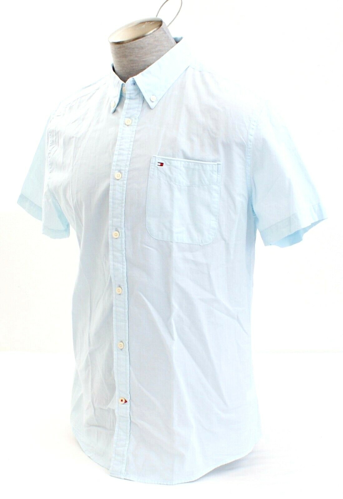 Tommy Hilfiger Blue Custom Fit Short Sleeve Button Front Shirt Men's NWT gallery