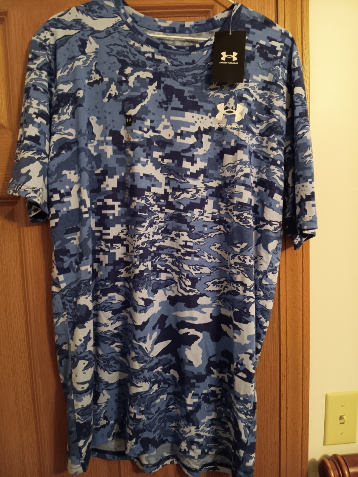 NWT MENS UNDER ARMOUR UA TECH ABC CAMO SHORT SLEEVE SHIRT LGT MIDNIGHT NAVY,LOOK gallery