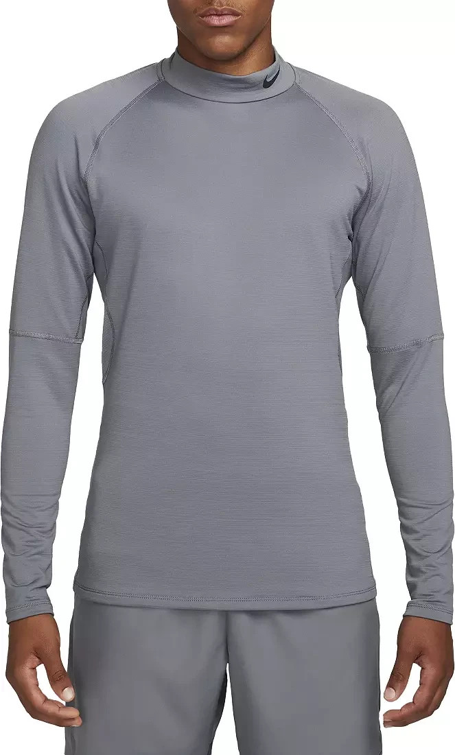 Nike Men's Pro Dri-FIT Warm Mock Neck Long Sleeve Shirt Smoke Grey S gallery