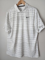 Nike Dri-Fit ADV Tiger Woods Striped Golf Polo Sz 2XL Iron White DH0789-100 NWT