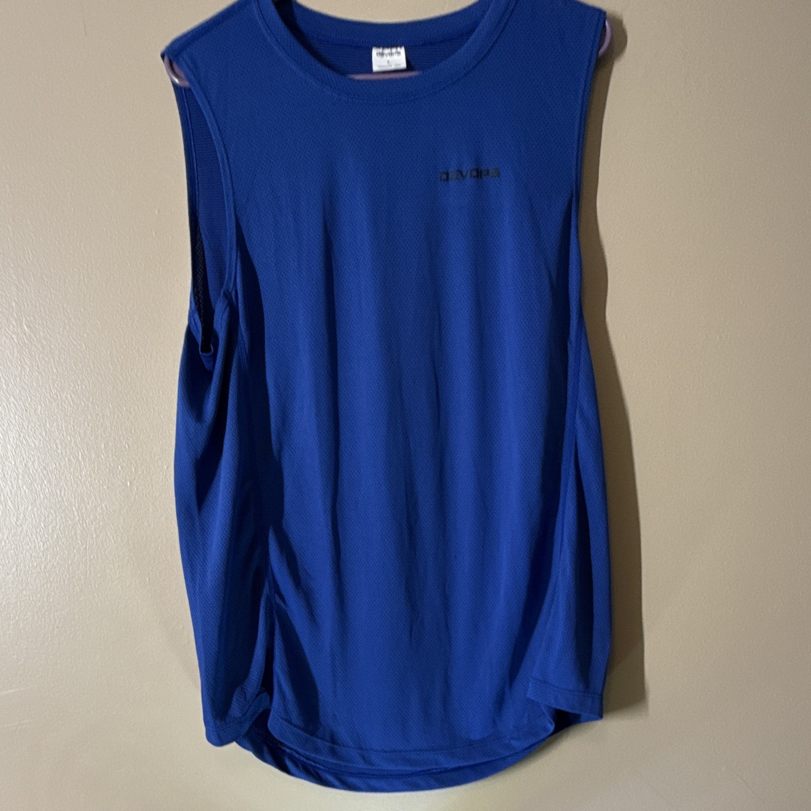 Devops Men's Crew Neck Sleeveless Mesh Breathable Tank Top Blue L gallery