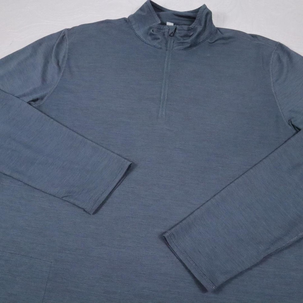 Vuori 1/4 Zip Pullover Mens Large Blue Lightweight Jersey Zip Pocket Athletic