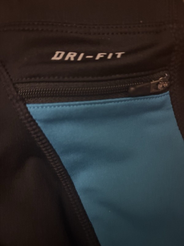 Nike DriFit Black & Cool Blue Reflective Running Compression Tights Medium READ gallery