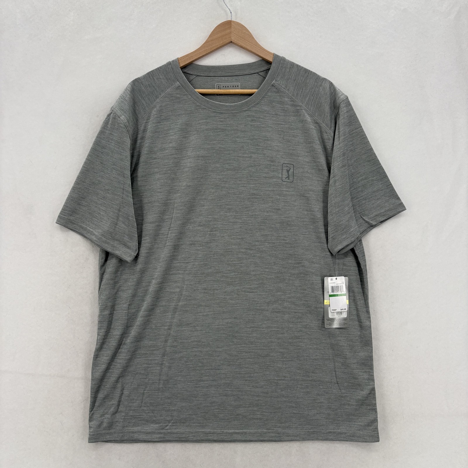 PGA TOUR Shirt Mens Large Gray Short Sleeve Performance Golf UPF 50 Protection gallery