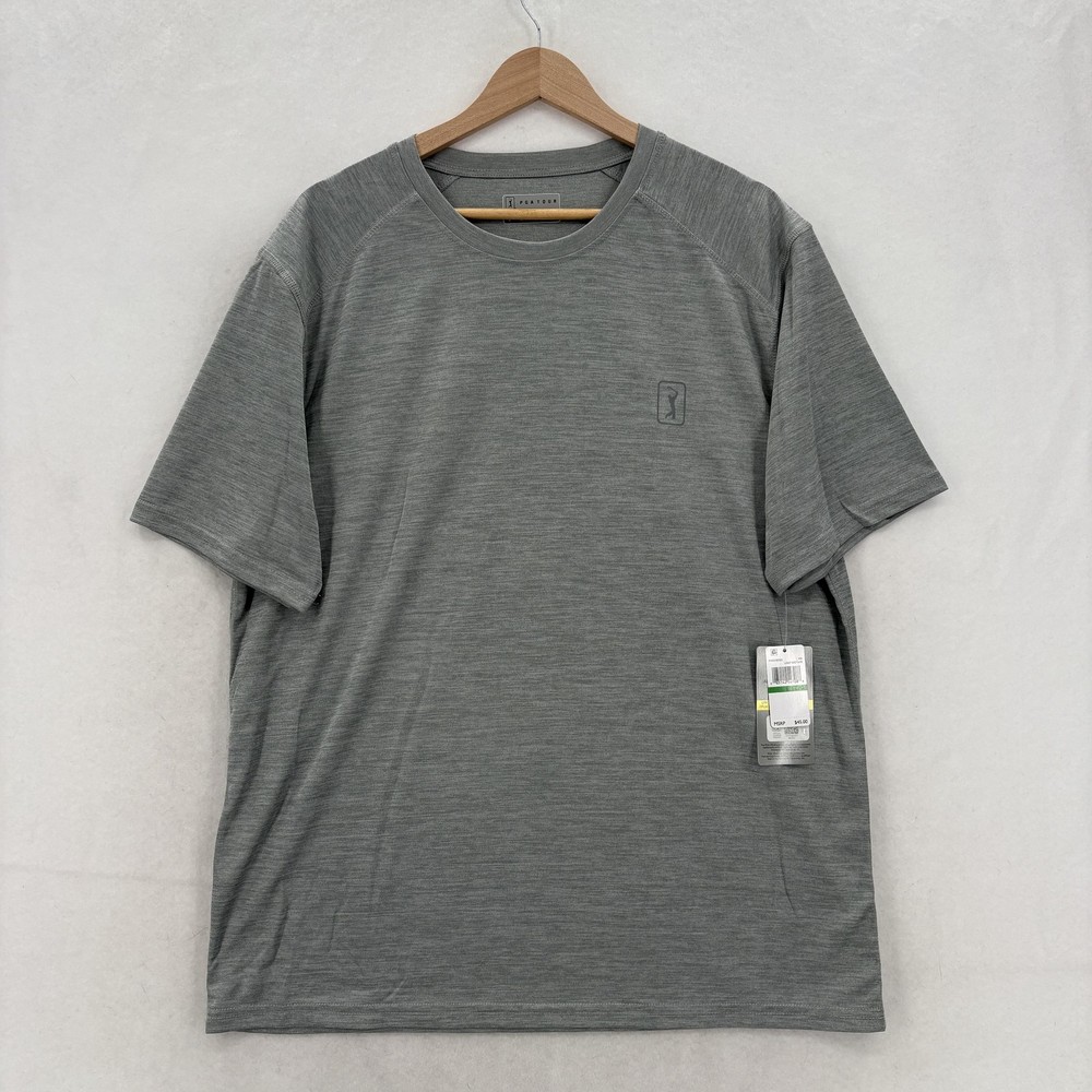 PGA TOUR Shirt Mens Large Gray Short Sleeve Performance Golf UPF 50 Protection