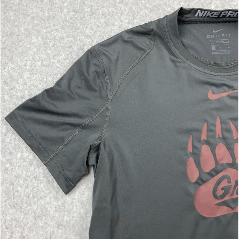 Nike Pro Fitted Dri-FIT Men's Training Shirt Charcoal Montana Griz Logo gallery