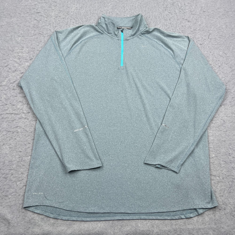 Nike Element 1/2 Zip Running Pullover Mens XXL Blue Heather Stretch Shirt 519199