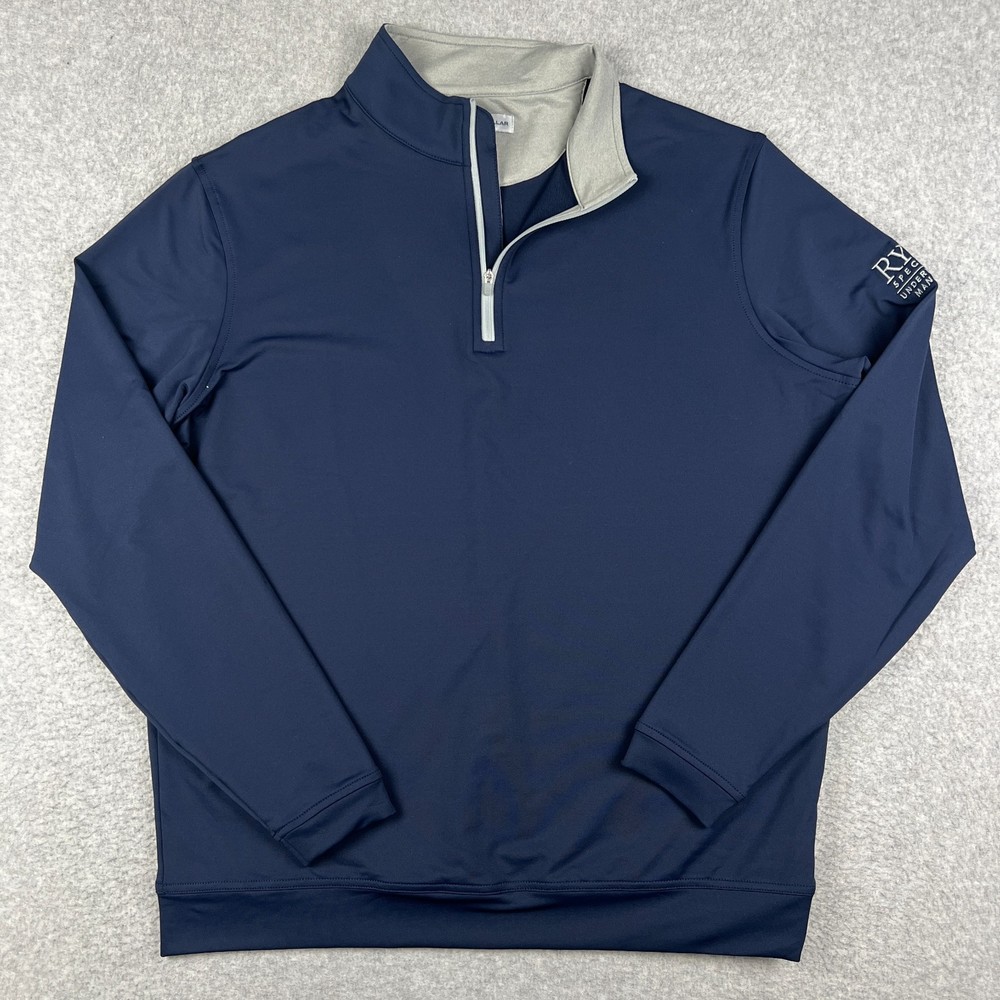 Peter Millar Golf Perth Quarter Zip Performance Pullover Large Mens Blue Active