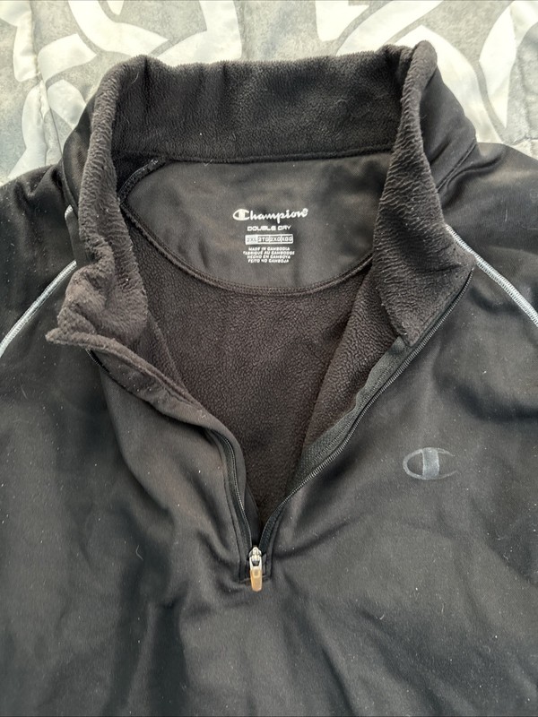 Champion Men’s Quarter-Zip Shirt Black Polyester Athletic 2XL gallery