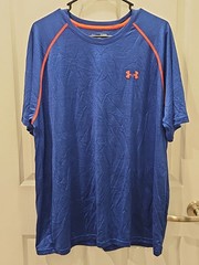 Under Armour Men’s T-shirt Size XL, Blue And Neon Orange