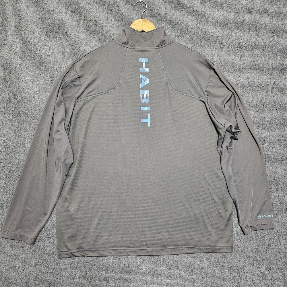 Habit Men's 2XL 40+ Solar Factor Performance 1/4 Zip Pullover Fishing Shirt Gray
