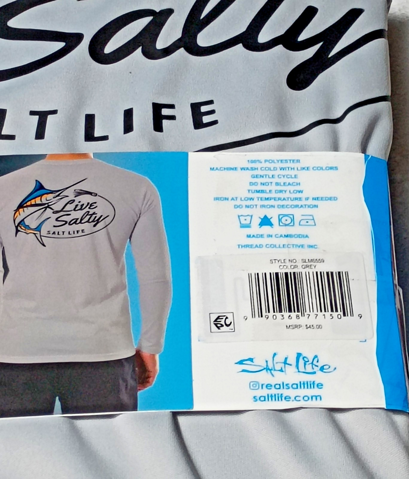 Salt Life Slx Uvapor Long Sleeve Performance Shirt Xl Upf 50 Gray gallery
